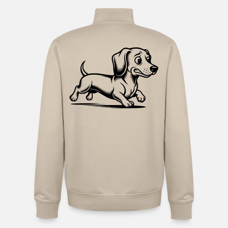 Promenade de chiots teckels à course - Sweat zippé unisexe en coton bio Stanley/Stella - beige crème