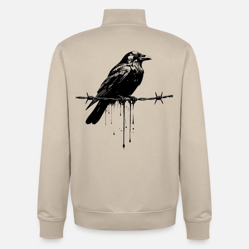 Rabe auf Stacheldraht-Tinte - Unisex Organic Zip Sweatshirt von Stanley/Stella - Cremebeige