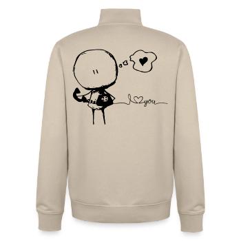 Long Distance Relationship Valentine Cute Sketch - Unisex Organic Zip Sweatshirt by Stanley/Stella - desert dust - Back - AI Model Male 185 dark (185cm)