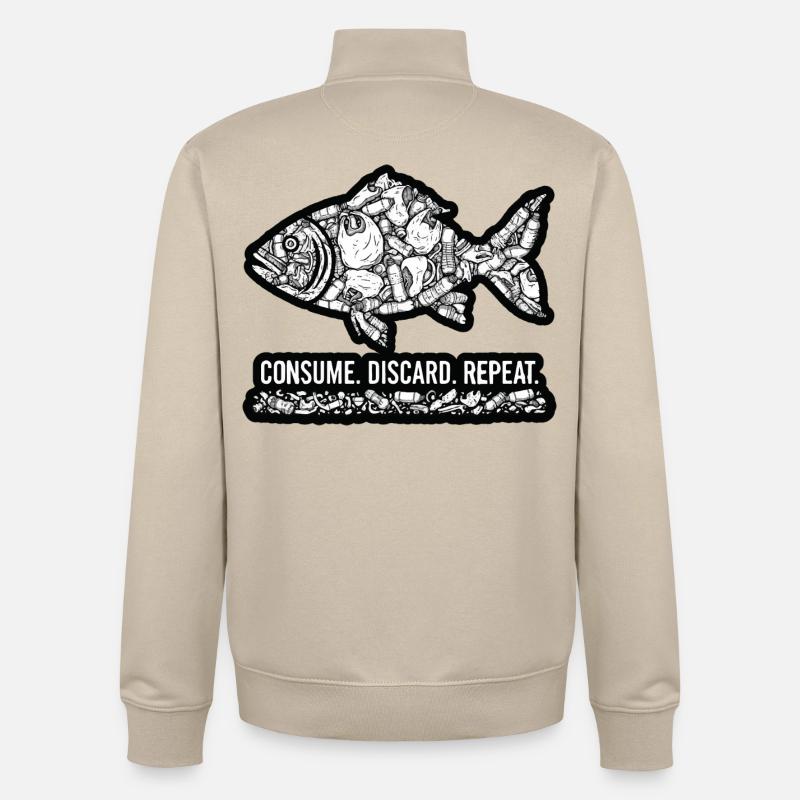 Fish Waste: Consumes Throws Repeats - Unisex Organic Zip Sweatshirt by Stanley/Stella - desert dust