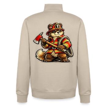 Brigade des pompiers de Bär - Sweat zippé unisexe en coton bio Stanley/Stella - beige crème - Dos - AI Model Male 185 dark (185cm)
