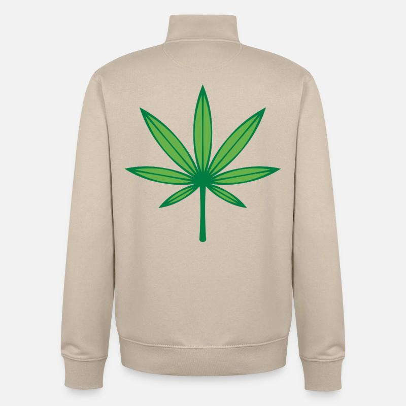Cannabis / Marijuana / Chanvre (Contour / 2C Vert) - Sweat zippé unisexe en coton bio Stanley/Stella - beige crème
