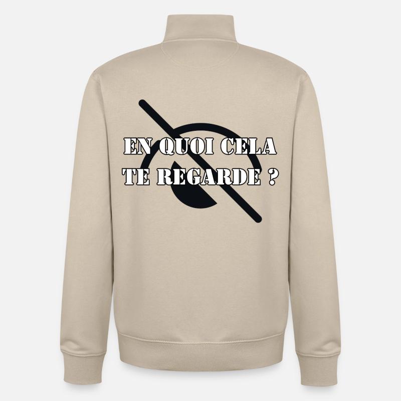 EN QUOI CELA TE REGARDE ? - Sweat zippé unisexe en coton bio Stanley/Stella - beige crème