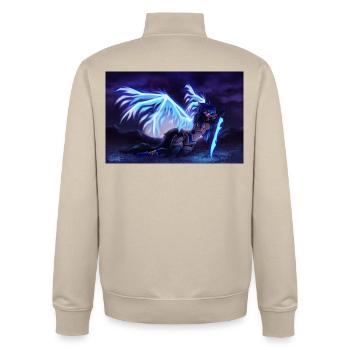 Alóe - Fallen Angel (by Bunneko_Arts) - Unisex Organic Zip Sweatshirt by Stanley/Stella - desert dust - Back - AI Model Male 185 dark (185cm)