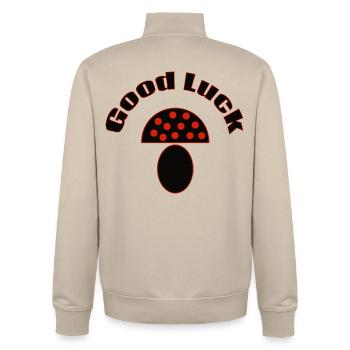 Good Luck Mushroom Minimal Icon Design - Unisex Organic Zip Sweatshirt von Stanley/Stella - Cremebeige - Hinten - AI Model Male 185 dark (185cm)