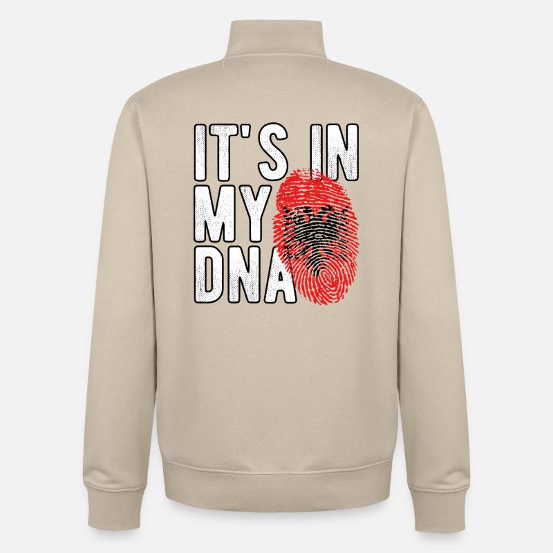 C’est dans mon ADN, l’Albanie - Sweat zippé unisexe en coton bio Stanley/Stella - beige crème
