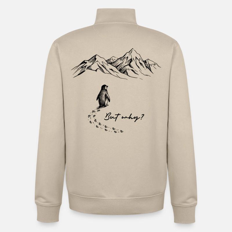 But why? Pinguin Meme Schneespur Eis Berge Schnee - Unisex Organic Zip Sweatshirt von Stanley/Stella - Cremebeige
