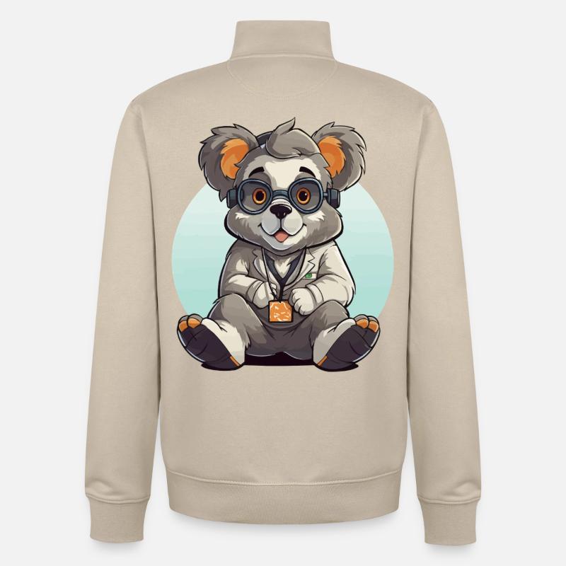 Scientifique panda de Kawaii - Sweat zippé unisexe en coton bio Stanley/Stella - beige crème