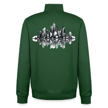 Schwarzweiß Skyline Spiegelung - Unisex Organic Zip Sweatshirt von Stanley/Stella - Flaschengrün - Hinten - AI Model Male 185 dark (185cm)