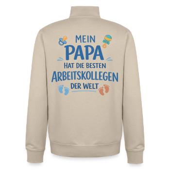 Mein Papa Hat Beste Kollegen Baby Geschenk  - Unisex Organic Zip Sweatshirt von Stanley/Stella - Cremebeige - Hinten - AI Model Male 185 dark (185cm)