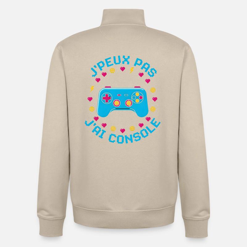 J'peux pas j'ai console - Sweat zippé unisexe en coton bio Stanley/Stella - beige crème