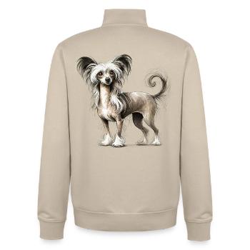Chinese Crested  Illustration  - Unisex Organic Zip Sweatshirt von Stanley/Stella - Cremebeige - Hinten - AI Model Male 185 dark (185cm)