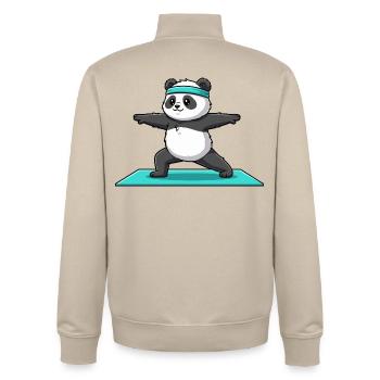 Yoga-Panda-Bär macht Krieger-Pose - Unisex Organic Zip Sweatshirt von Stanley/Stella - Cremebeige - Hinten - AI Model Male 185 dark (185cm)