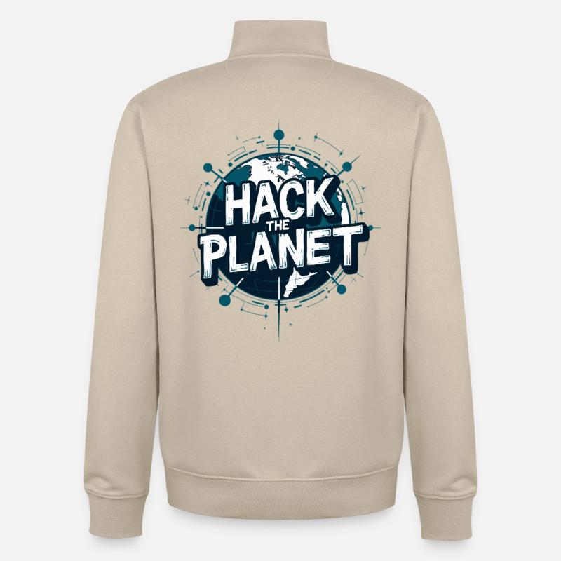 Motif du Globe Hack – Technologie Planétaire - Sweat zippé unisexe en coton bio Stanley/Stella - beige crème