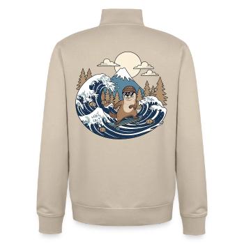 Kawaii Skateboarding Bieber - Unisex Organic Zip Sweatshirt by Stanley/Stella - desert dust - Back - AI Model Male 185 dark (185cm)