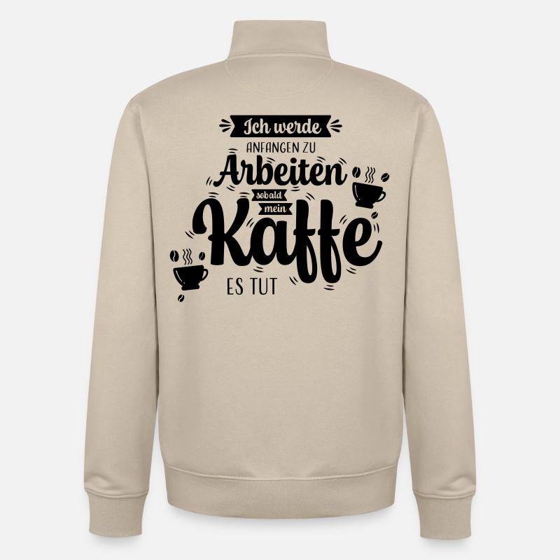 Kaffee_Spruch - Unisex Organic Zip Sweatshirt von Stanley/Stella - Cremebeige