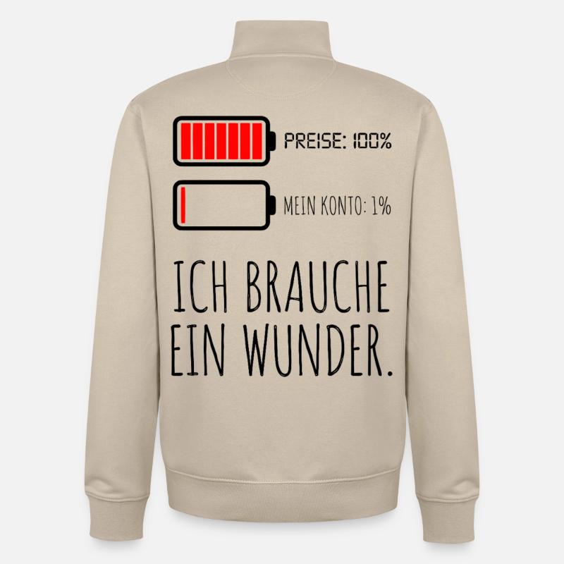 Prix, 100 % Mon compte 1 % - Sweat zippé unisexe en coton bio Stanley/Stella - beige crème