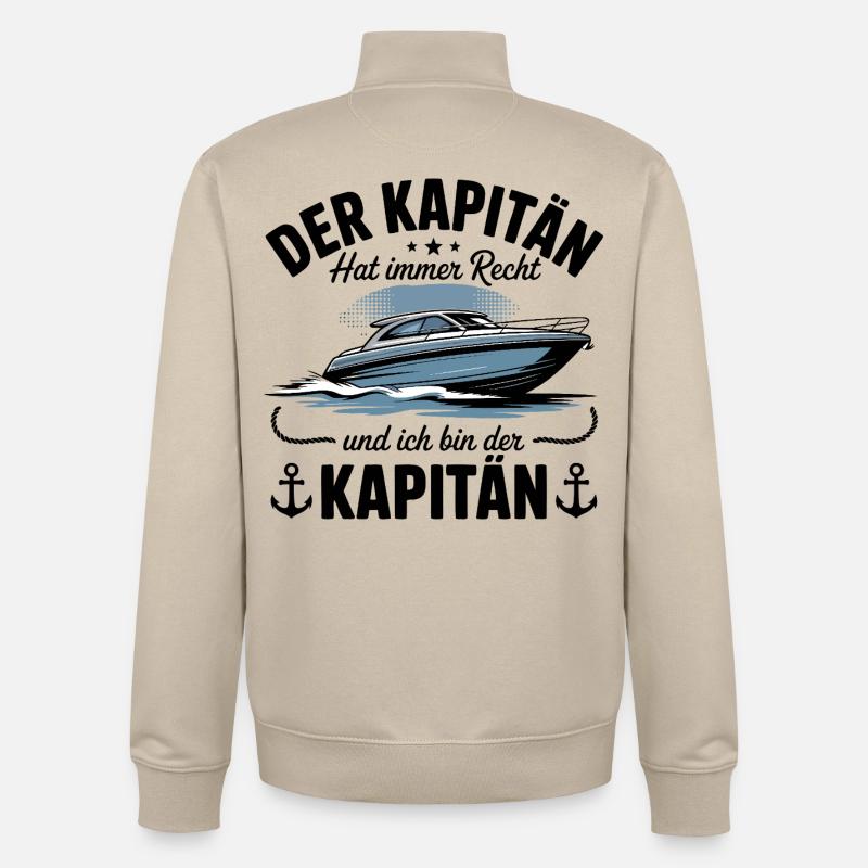 Capitaine de bateau, permis de bateau - Sweat zippé unisexe en coton bio Stanley/Stella - beige crème