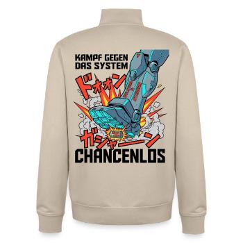 Kampf_Gegen_Das_System - Unisex Organic Zip Sweatshirt von Stanley/Stella - Cremebeige - Hinten - AI Model Male 185 dark (185cm)