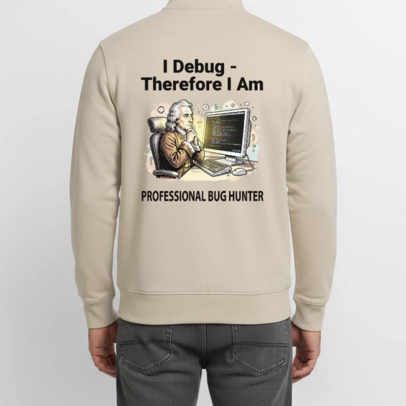 Retro Scholar at Coding Console - light background Unisex Organic Zip Sweatshirt by Stanley/Stella