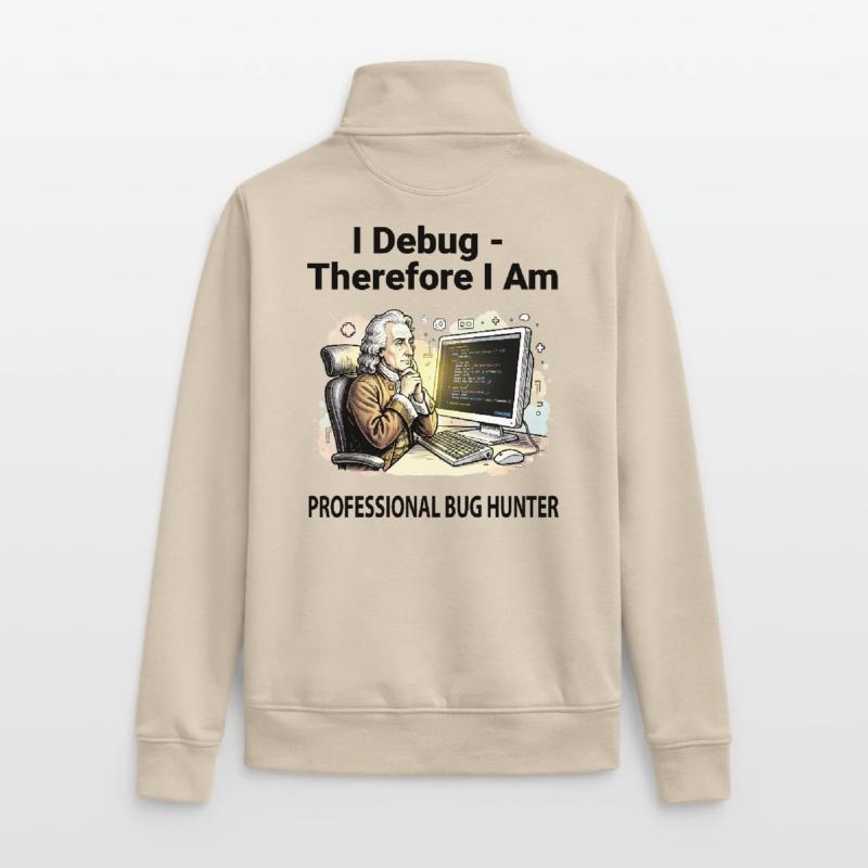 Retro Scholar at Coding Console - light background Unisex Organic Zip Sweatshirt by Stanley/Stella