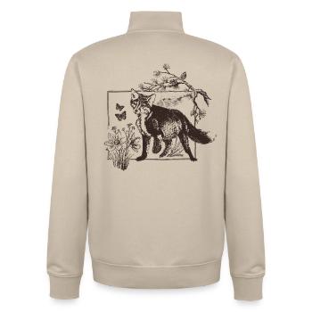 Waldfuchs im Blumenrahmen - Unisex Organic Zip Sweatshirt von Stanley/Stella - Cremebeige - Hinten - AI Model Male 185 dark (185cm)