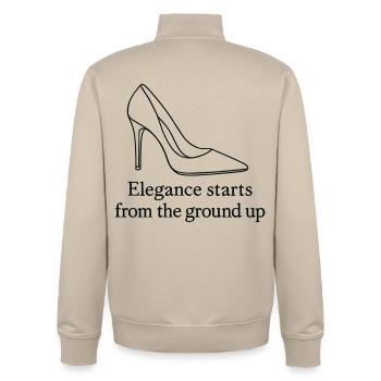 High Heel Line Art – Elegance Fashion Quote - Unisex Organic Zip Sweatshirt by Stanley/Stella - desert dust - Back - AI Model Male 185 dark (185cm)