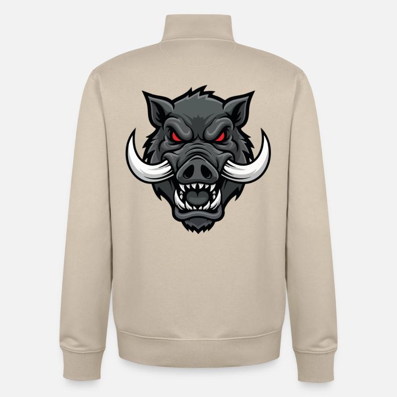 Alpha Boar Wrath Maskottchen-Maskottchenkopf - Unisex Organic Zip Sweatshirt von Stanley/Stella - Cremebeige