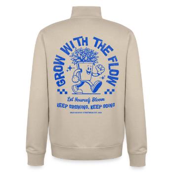 Wachse mit dem Fluss - Unisex Organic Zip Sweatshirt von Stanley/Stella - Cremebeige - Hinten - AI Model Male 185 dark (185cm)