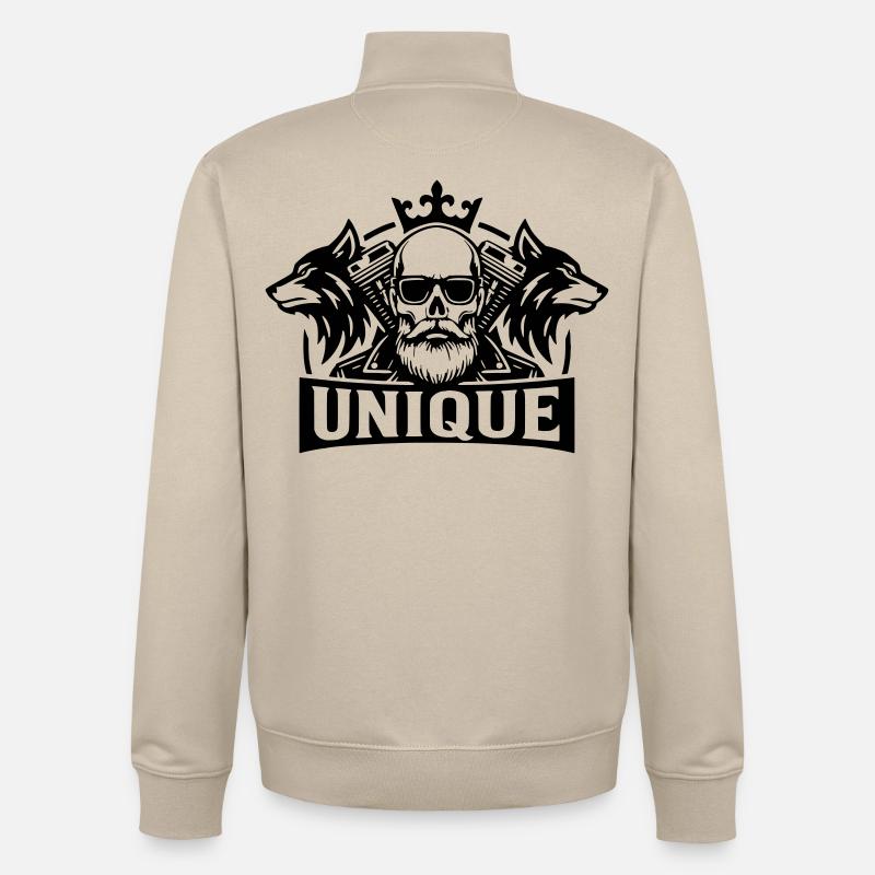 Unique Skull Wolf Biker Design - Unisex Organic Zip Sweatshirt von Stanley/Stella - Cremebeige