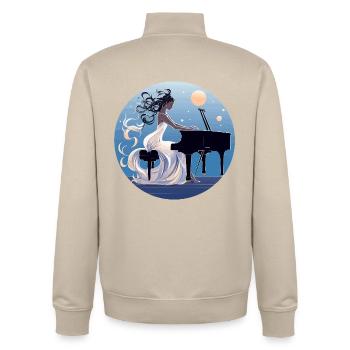 Moonlit Night at the Piano Diva - Unisex Organic Zip Sweatshirt by Stanley/Stella - desert dust - Back - AI Model Male 185 dark (185cm)