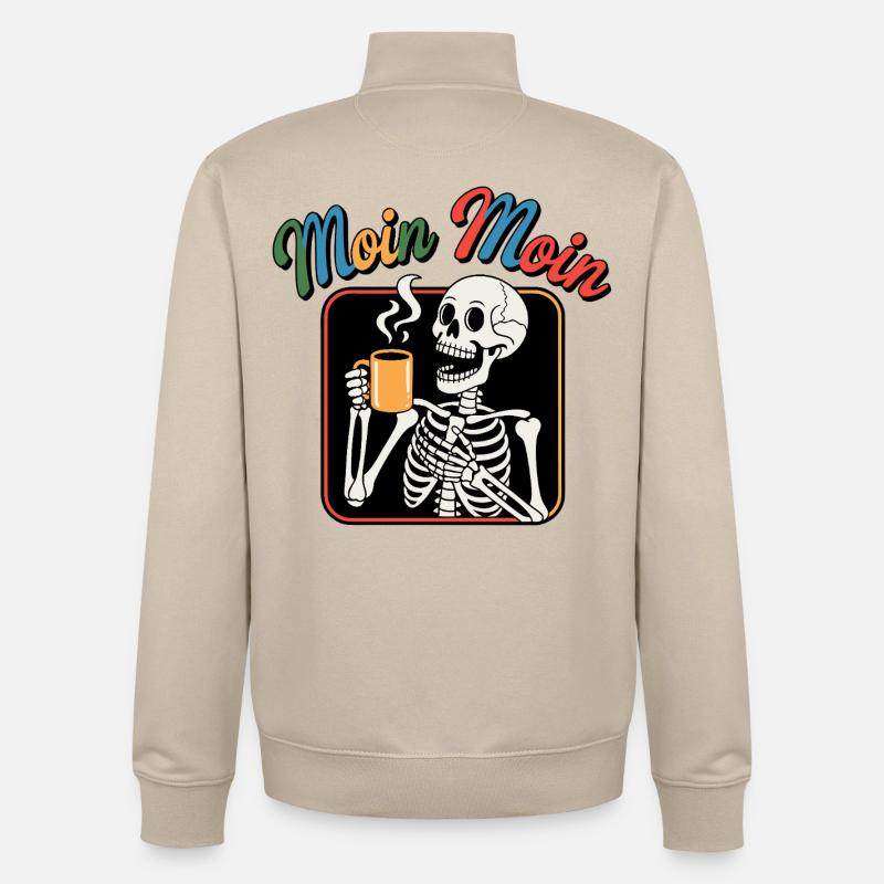 Café Squelette Moin Moin - Sweat zippé unisexe en coton bio Stanley/Stella - beige crème