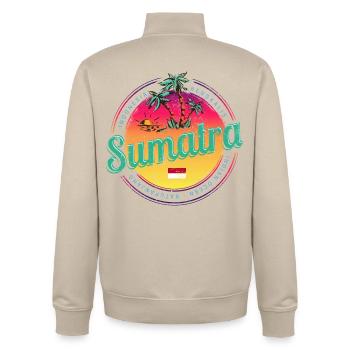 Sumatra Indonesien Retro Sonnenuntergang Souvenir - Unisex Organic Zip Sweatshirt von Stanley/Stella - Cremebeige - Hinten - AI Model Male 185 dark (185cm)