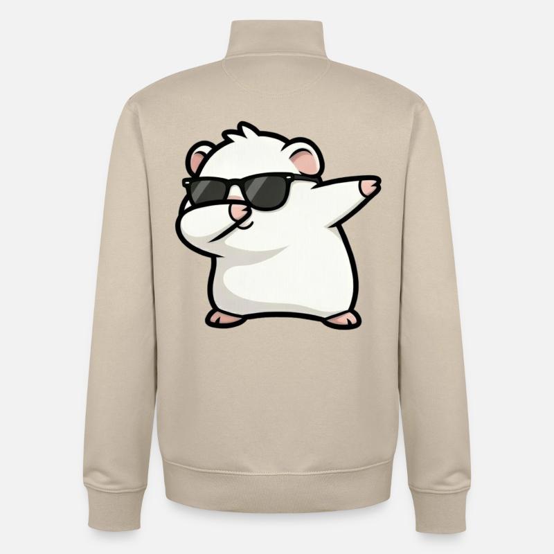 Tamponnement du blanc de cochon d’Inde - Sweat zippé unisexe en coton bio Stanley/Stella - beige crème