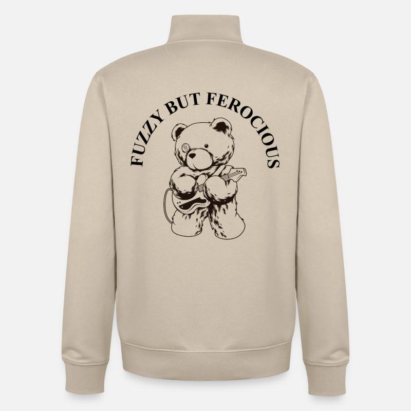 Fuzzy but Ferocious – Bär Rock Spruch - Unisex Organic Zip Sweatshirt von Stanley/Stella - Cremebeige