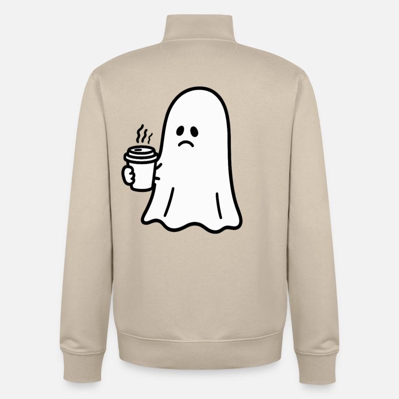 Geist Kaffee Halloween Süßes oder Saures - Unisex Organic Zip Sweatshirt von Stanley/Stella - Cremebeige