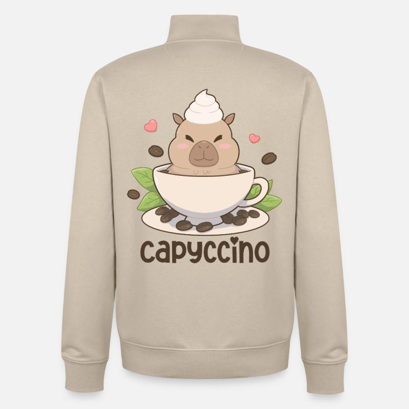 Motif du café capycconcine capybara - Sweat zippé unisexe en coton bio Stanley/Stella - beige crème