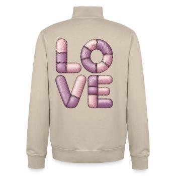 Süßes Patchwork Love für Mädchen & Teens - Unisex Organic Zip Sweatshirt von Stanley/Stella - Cremebeige - Hinten - AI Model Male 185 dark (185cm)