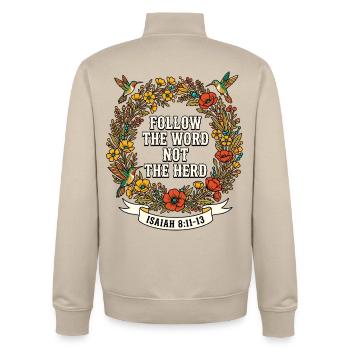 Follow The Word Not The Herd Hummingbird - Unisex Organic Zip Sweatshirt by Stanley/Stella - desert dust - Back - AI Model Male 185 dark (185cm)