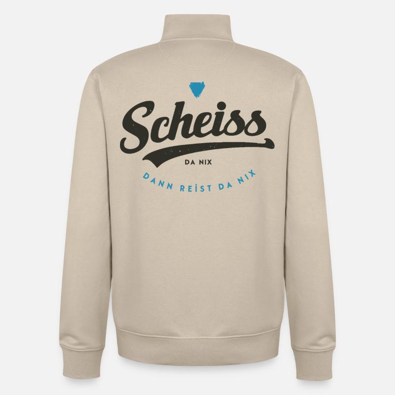 Scheiss da nix - Sweat zippé unisexe en coton bio Stanley/Stella - beige crème