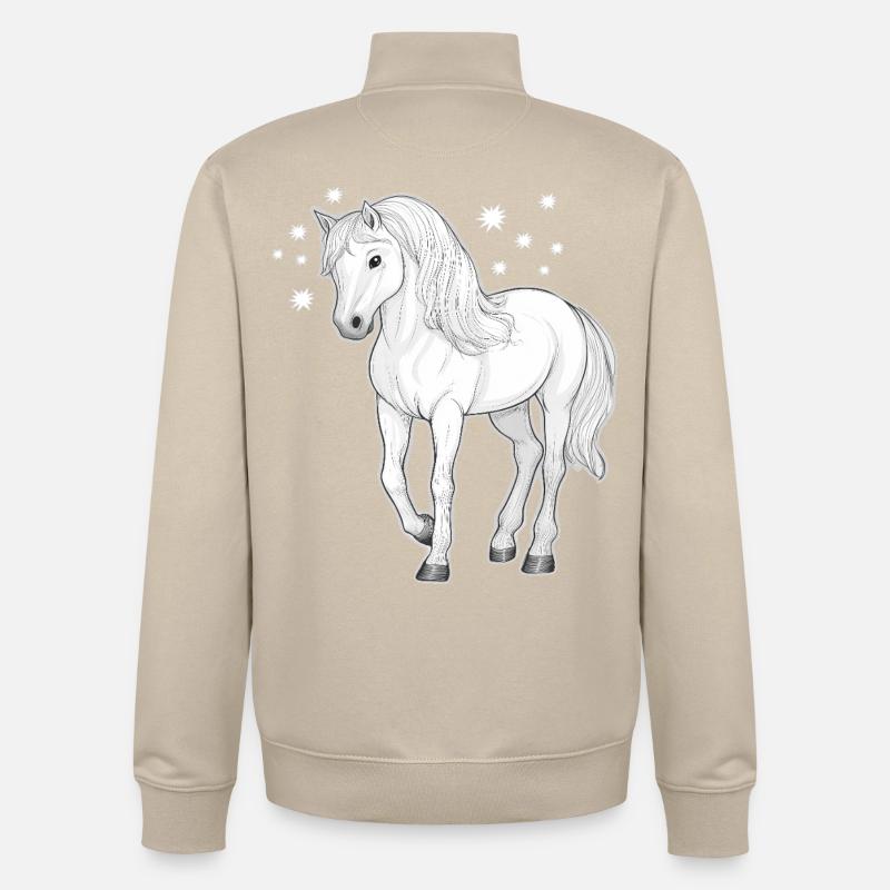 Pferd mit Sternen - Unisex Organic Zip Sweatshirt von Stanley/Stella - Cremebeige