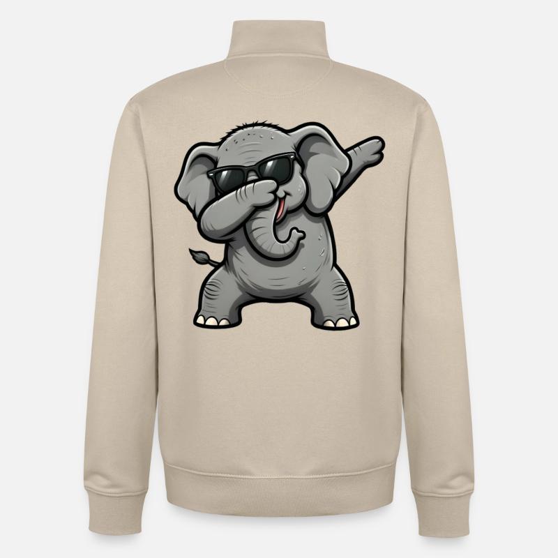 Dabbing Elephant - Unisex Organic Zip Sweatshirt by Stanley/Stella - desert dust