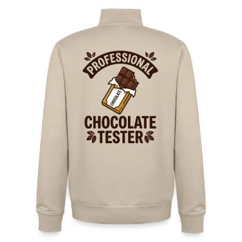 Barre de chocolat Cuisson de barres chocolatées - Sweat zippé unisexe en coton bio Stanley/Stella - beige crème - Dos - AI Model Male 185 dark (185cm)
