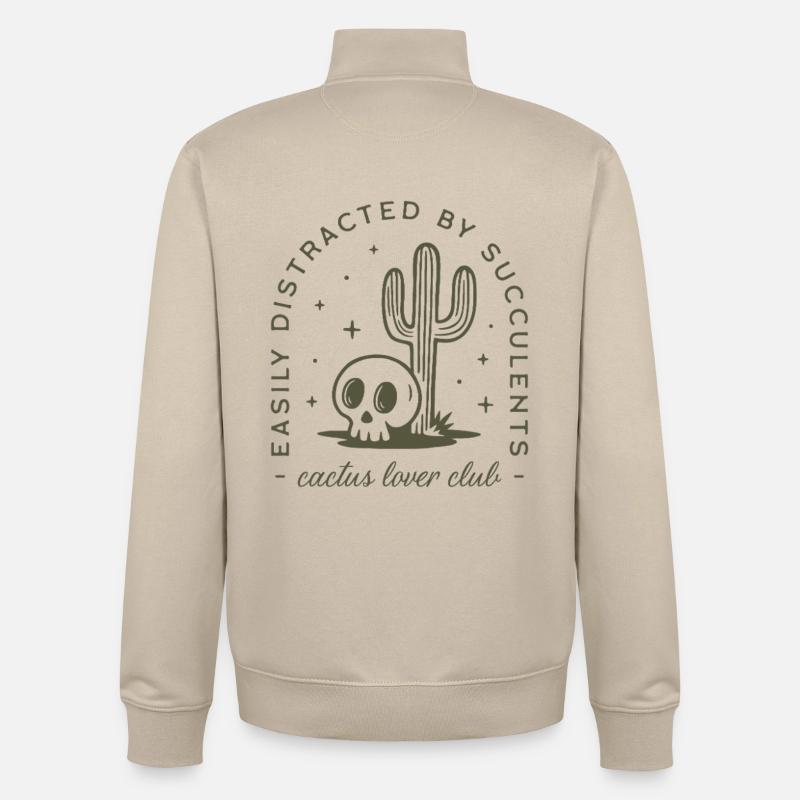 Cactus succulent amateur de plantes drôle - Sweat zippé unisexe en coton bio Stanley/Stella - beige crème