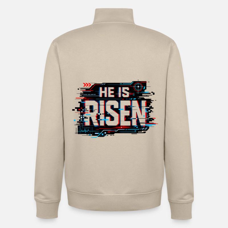 Glitch Easter: He is Risen - Unisex Organic Zip Sweatshirt by Stanley/Stella - desert dust