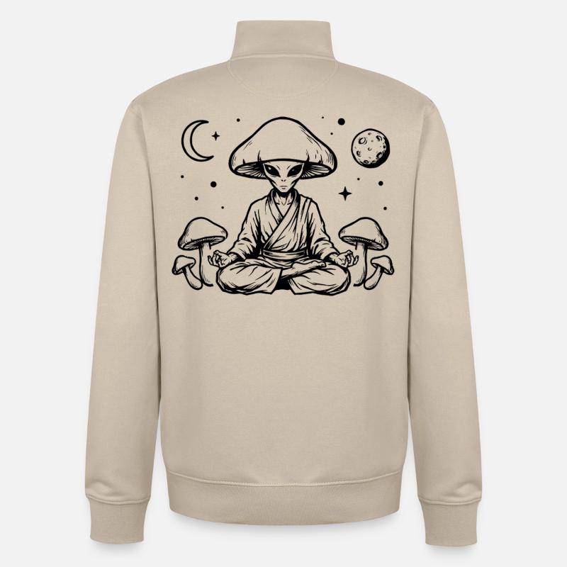 Maître champignon zen dans l’espace - Sweat zippé unisexe en coton bio Stanley/Stella - beige crème
