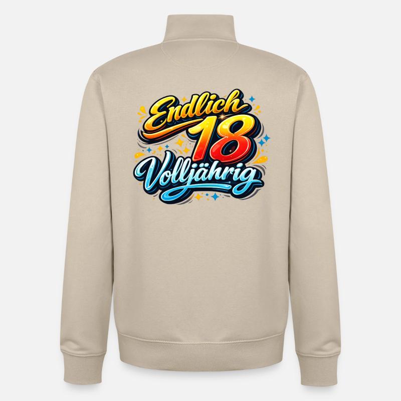 Endlich 18 Volljährig Neon Script - Unisex Organic Zip Sweatshirt von Stanley/Stella - Cremebeige