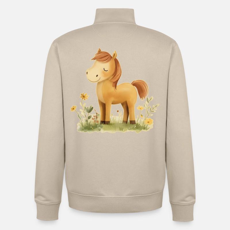 Fleurs de cheval - Sweat zippé unisexe en coton bio Stanley/Stella - beige crème
