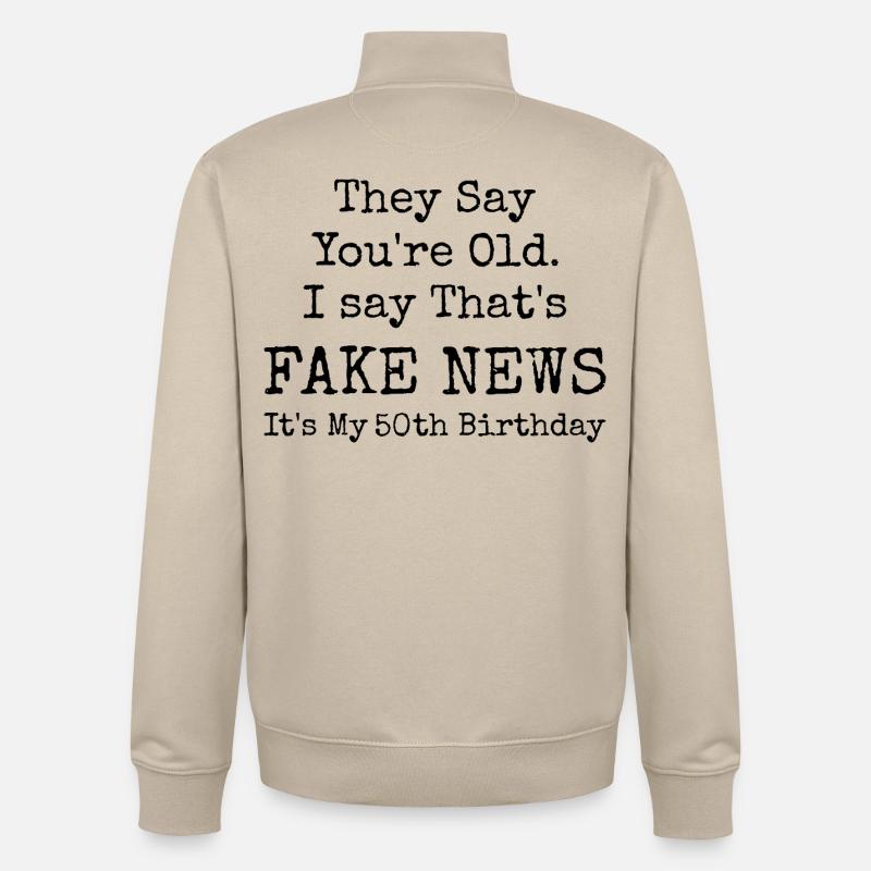 50th Birthday | 50 Years Old Birthday - Sweat zippé unisexe en coton bio Stanley/Stella - beige crème