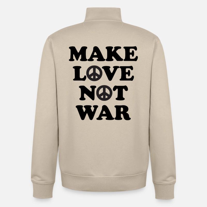 Faites l’amour, pas la guerre - Sweat zippé unisexe en coton bio Stanley/Stella - beige crème
